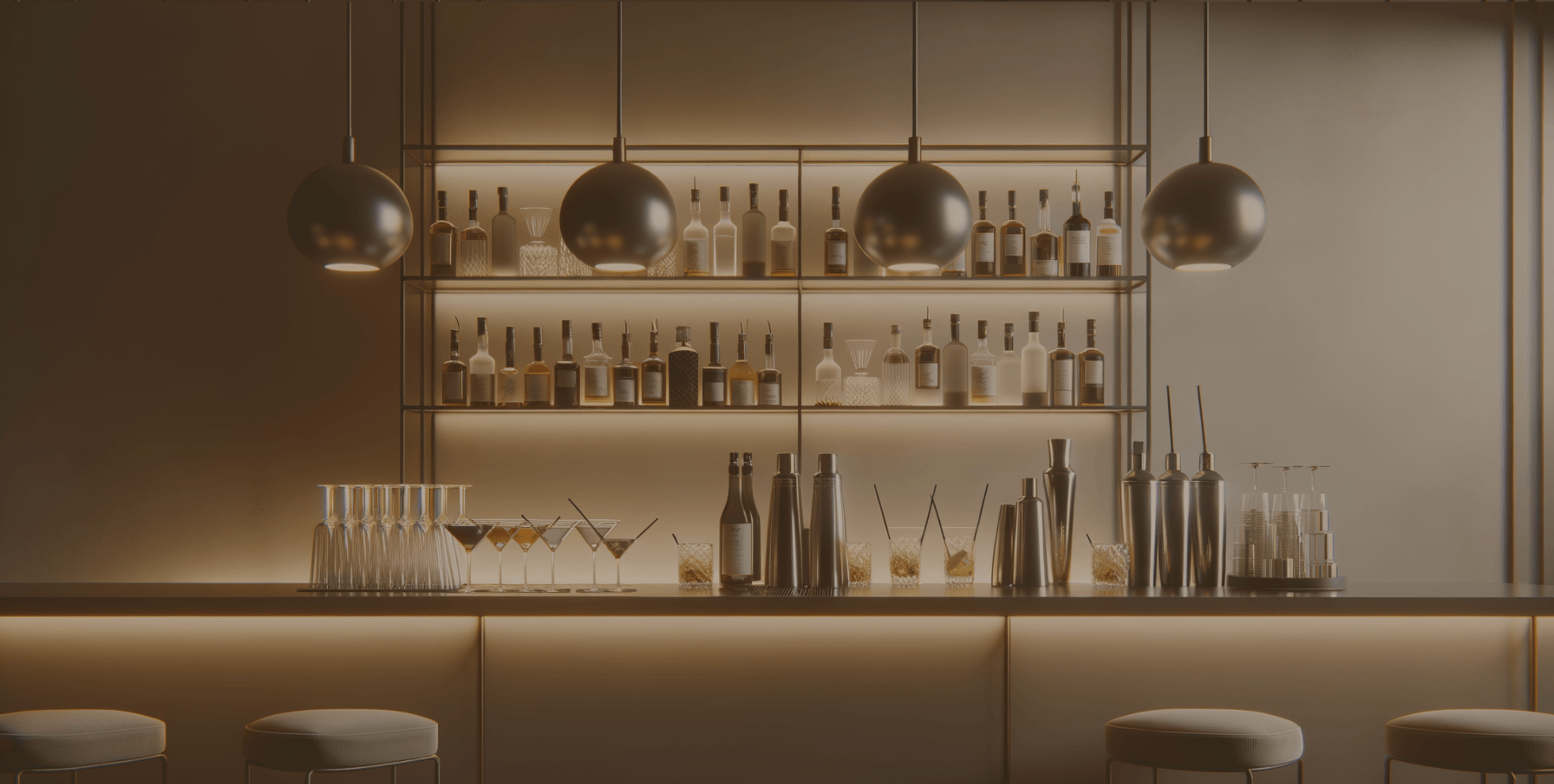 Nightlife background with bar shelves and bottles